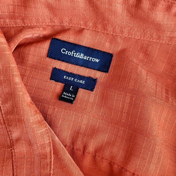 Croft & Barrow Mens Large Short Sleeve Button-Up Shirt Coral Easy Care - Picture 3 of 9